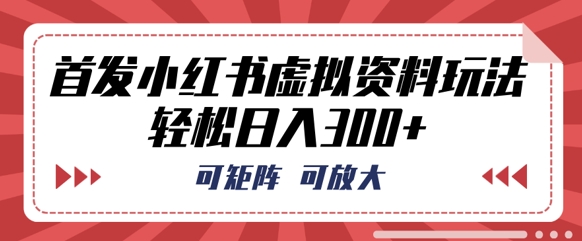 首发小红书虚拟资料玩法,可矩阵,可放大,轻松日入3张-14号网创
