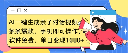 AI一键生成亲子对话视频,条条爆款,一部手机即可操作,单日变现数张-14号网创